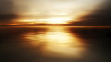 Obraz premium Golden sunset ocean reflection, calm waters, dramatic clouds, tranquil scene, background design