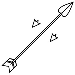 Arrow with love-themed embellishments line art vector