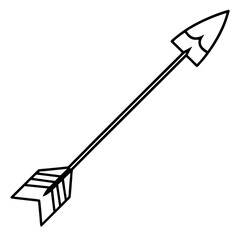 Arrow with love-themed embellishments line art vector