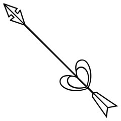 Arrow with love-themed embellishments line art vector