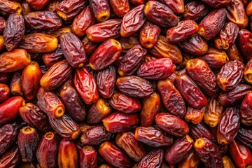 Obraz premium High-resolution aerial drone shot: fresh dates, close-up top view. Exceptional detail.