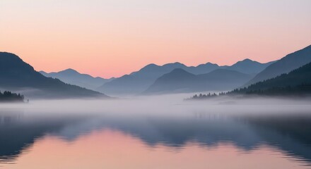 Fototapeta premium Serene Mountain Lake Sunrise Landscape Photography