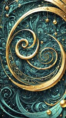 Obraz premium Festive illustration with swirling lines and sparkling textures to represent the joy and excitement of Christmas time, AI generated