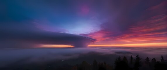 Obraz premium A mesmerizing representation showcasing vivid colors painted across the sky during twilight