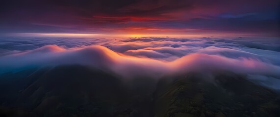 Fototapeta premium A mesmerizing representation showcasing vivid colors painted across the sky during twilight