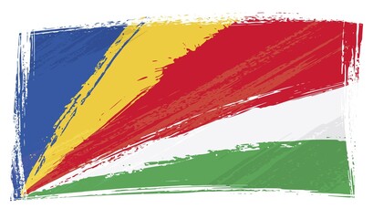 Seychelles national flag created in grunge style