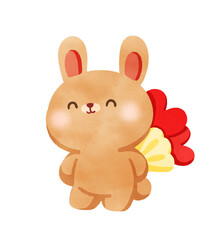 Happy brown rabbit with valentines day