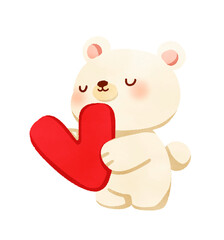 Happy polar bear with valentines day
