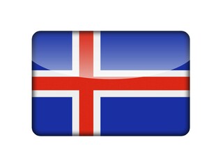 Fototapeta premium The Icelandic flag in the form of a glossy icon
