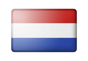 The Netherlands flag. Rectangular matte icon. Isolated on white background