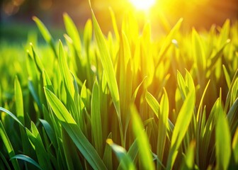 Fototapeta premium Close-up lush green grass texture; ideal natural photography background.