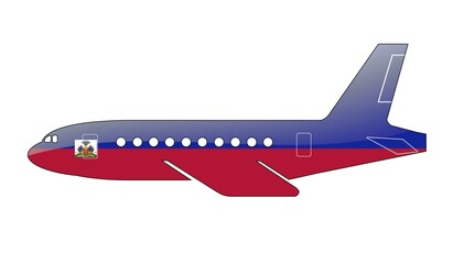 The Haiti flag painted on the silhouette of a aircraft. glossy illustration