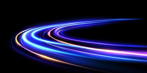 Blue and Purple Light Trails, Long Exposure Photography, Dynamic Lines of Motion with Blur Effect