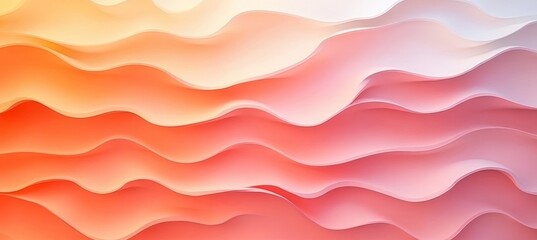 Fototapeta premium Seamless Pastel Coral to Soft Pink Gradient Wave Texture Pattern Background, 3D Style.