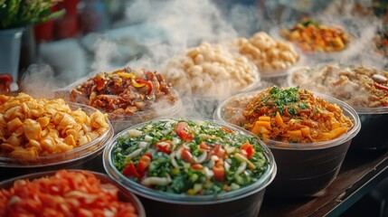 Street food festival city center food outdoor close-up culinary delights