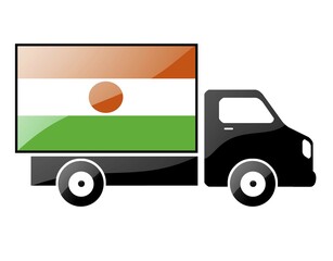 The Niger flag painted on the silhouette of a truck. glossy illustration