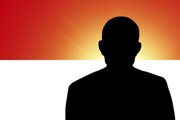 The Monaco flag and the silhouette of an unknown man