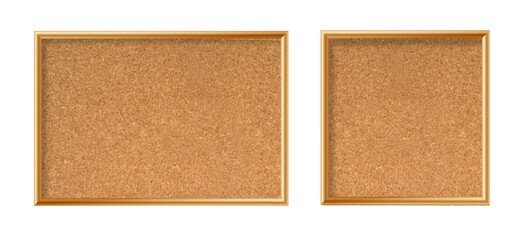 Fototapeta premium Cork board with wood frame. Empty corkboard with brown texture on transparent background. Business noticeboard. Vector