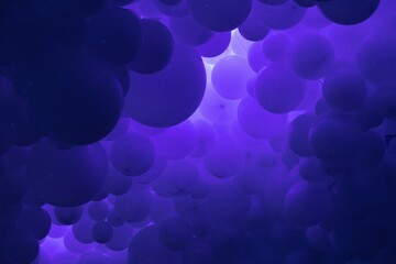 Purple background with flying balloons, clean design, 3d abstract realistic banner