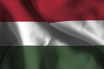 A ruffled fabric flag of Hungary