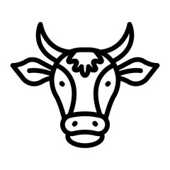 Cow Vector Line Icon Design