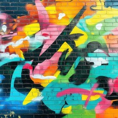 Fototapeta premium Vibrant urban mural bursting with colors in a lively neighborhood setting
