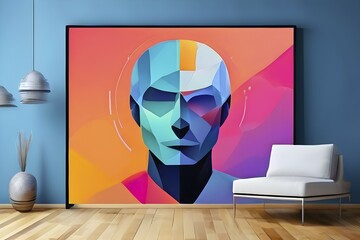 Artificial intelligence symbolized in a minimalist abstract wallpaper illustration, AI generated