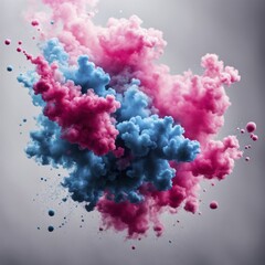 Fototapeta premium Floating abstract smoke with vibrant blue and pink hues on a light background, AI generated