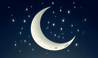 Naklejka premium Crescent moon, stars, night sky, background, design