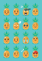 A pineapple with various expression