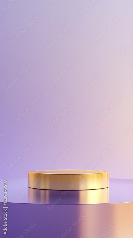 Aufkleber Shimmering gold podium with sharp geometric edges stands tall against a soft backdrop, reflecting ambient light and inviting artistic expression during a stylish presentation