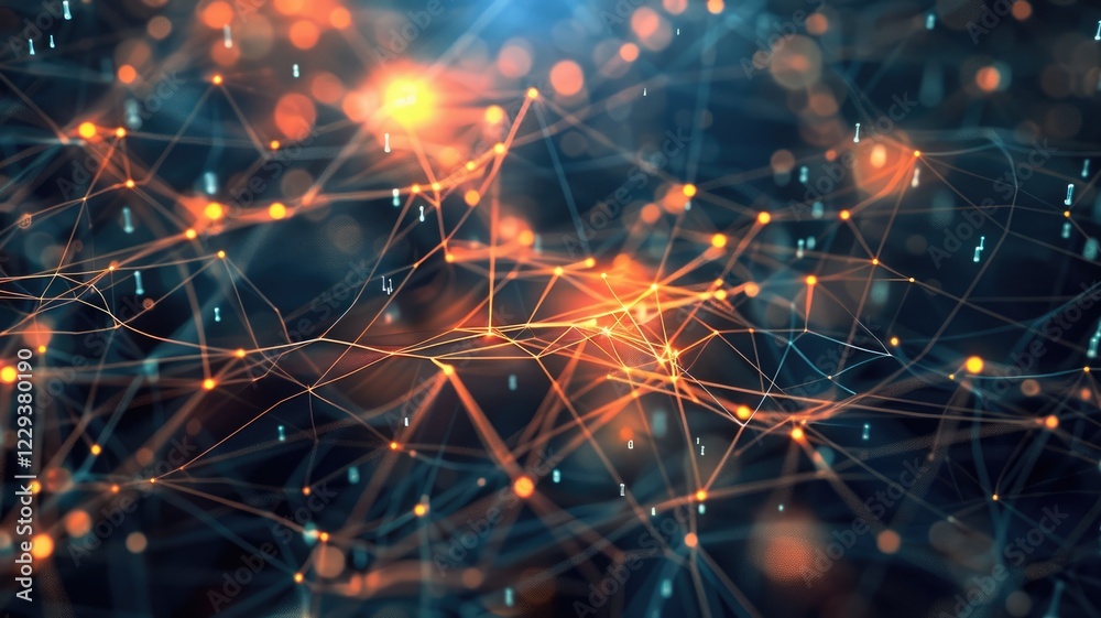 Poster a stunning abstract visualization of a network model featuring parameters and weights, showcasing in