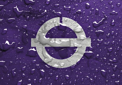 Flag of Hatsukaichi with rain drops