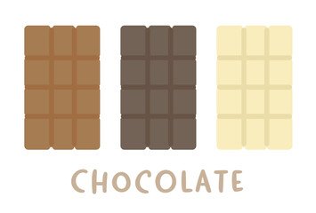 ミルク　ビター　ホワイトチョコレートのイラストセット
