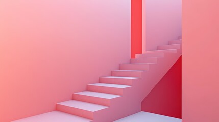 Obraz premium Minimalist pink staircase in abstract interior.