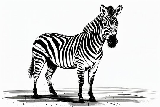 black and white zebra standing on ground clip art preview