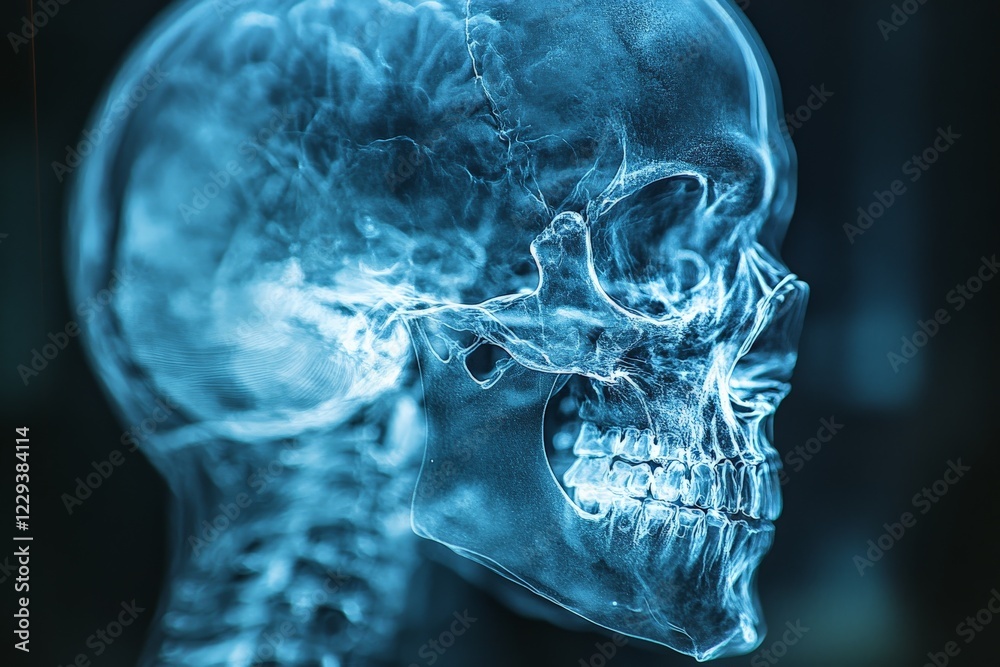 Aufkleber Detailed view of a human skull in transparent style highlighting its structure and features