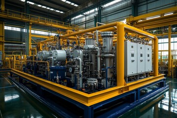 Fototapeta premium Industrial equipment in a factory setting showcasing advanced manufacturing processes and technology
