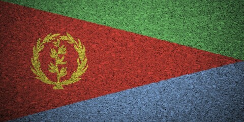 The Eritrea flag painted on a cork board