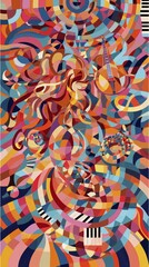 Fototapeta premium Vibrant abstract artwork with swirling colorful patterns creating a lively, playful atmosphere, AI generated