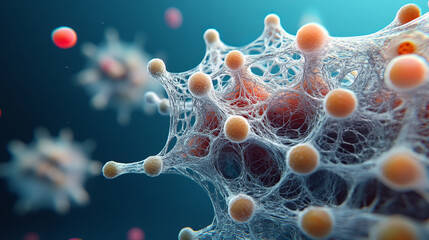 An illustration of nanomaterial-inspired sea sponge skeleton structures, highlighting their intricate silica networks and natural engineering,