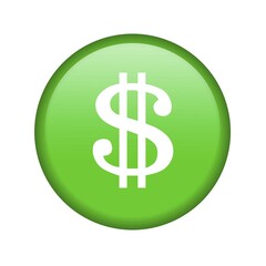 Obraz premium Glossy icon with a dollar sign. Isolated