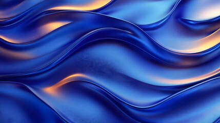 Fototapeta premium Blue metallic waves, abstract background, digital art, website design