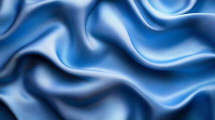 Obraz premium Blue silk fabric drapes, studio shot, elegant waves, textile background, design texture