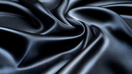 Obraz premium Dark gray silk fabric swirls, textured background, elegant textile design