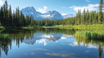 Fototapeta premium Exploring majestic mountains and serene lakes canadian wilderness nature tranquil environment scenic view natural beauty