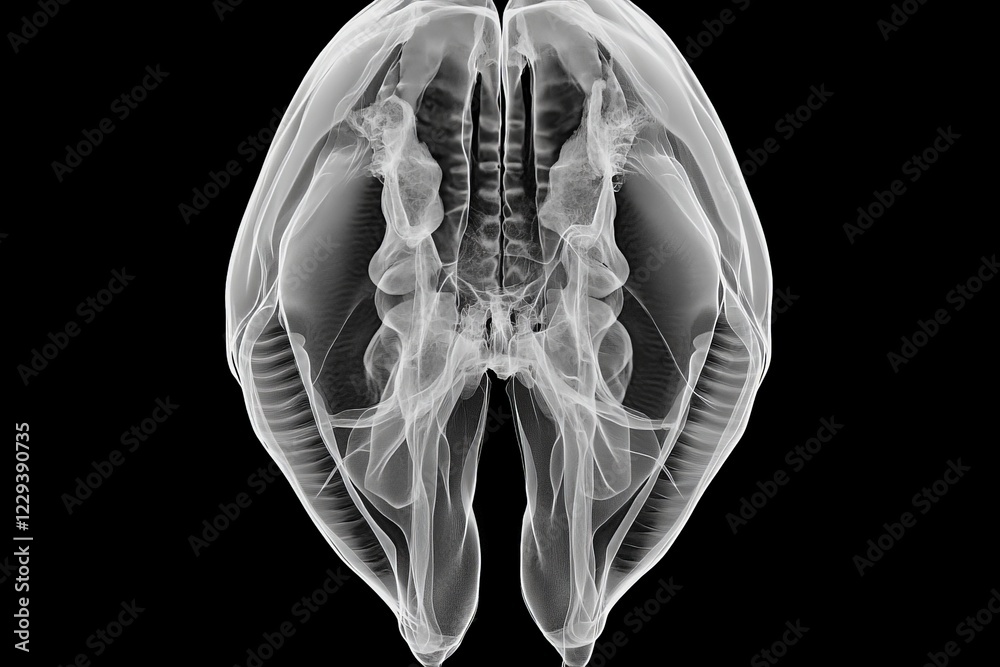 Aufkleber detailed anatomical x-ray view of a human skull showcasing intricate bone structure and alignment