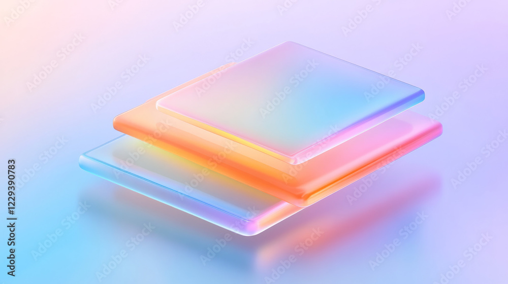 Leinwandbilder a layered graphic design combining isometric cubes with soft neon glows, conveying the notion of fut