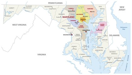 Baltimore metropolitan area vector map, Maryland, USA, North America