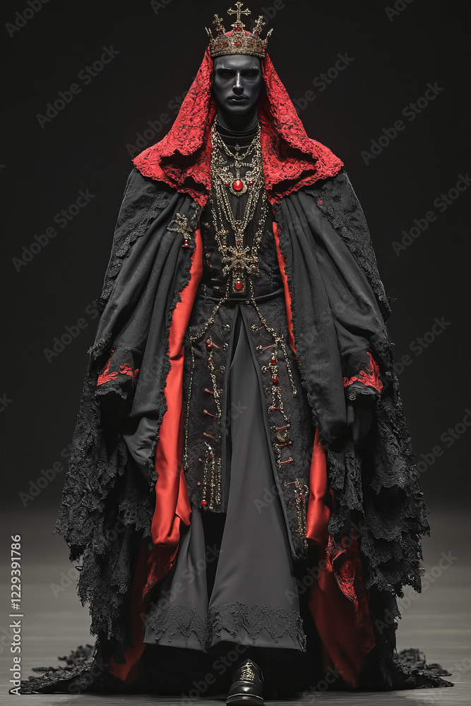 Poster a modern reinterpretation of an emperor in contemporary attire, merging historical regalia with slee